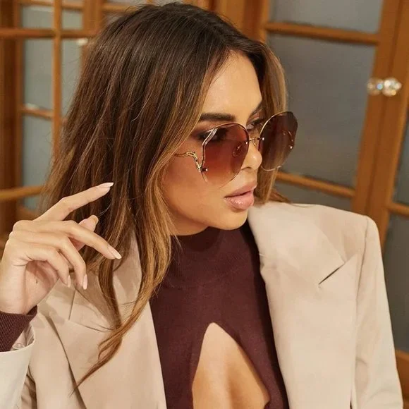 Womens Boho Rimless Sunglasses Travel Accessories - Picture 3 of 6